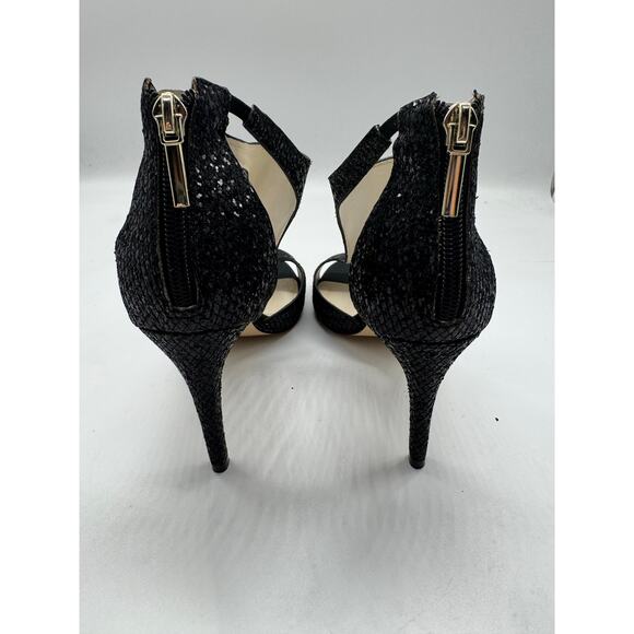 Davids Bridal Saylor Black Glitter Open Toe High Heel Pumps Sz 8.5 Wedding Prom - Picture 6 of 10